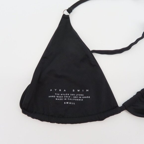 AYRA SWIM Womens Small Solid Black Triangle Bikini Top Unlined Swimwear Wireless - Picture 4 of 7